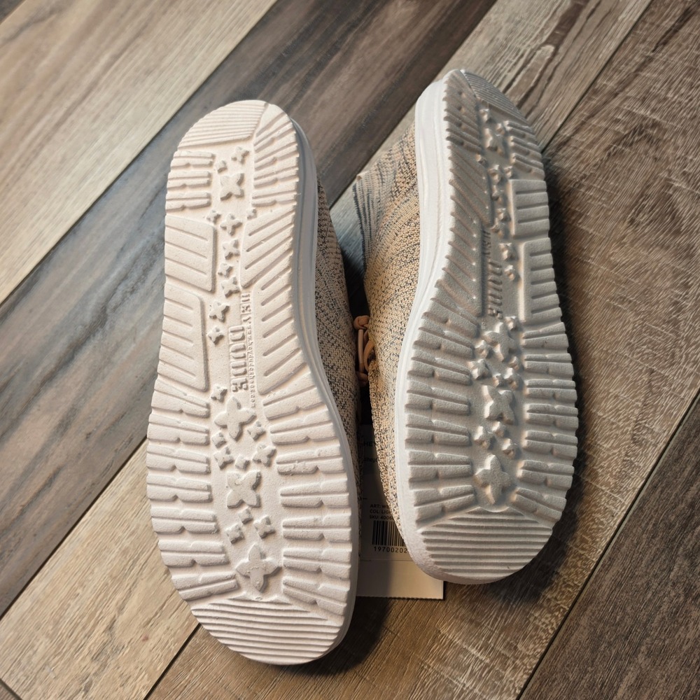 Hey Dude Knit Collection Women's Casual Lace-Up Sneakers in Beige - Picture 6 of 7
